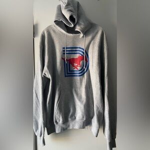 SMU MUSTANGS CHAMPION GRAY HOODED/PULLOVER SWEATSHIRT MENS L- SOUTHERN METHODIST